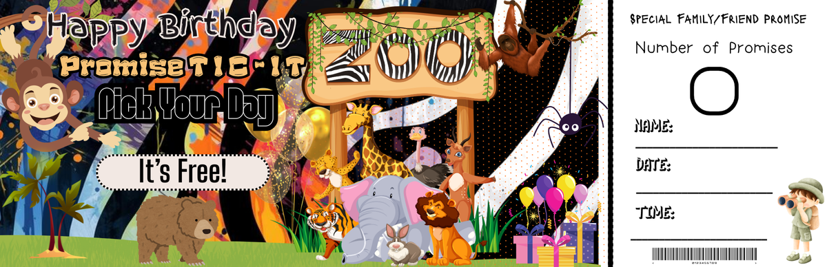 Zoo Birthday Promise Ticket