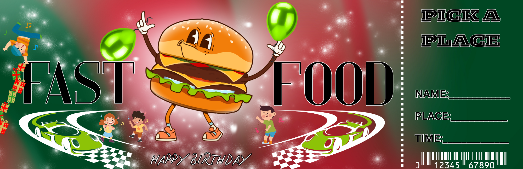 Fast Food Birthday Promise Ticket