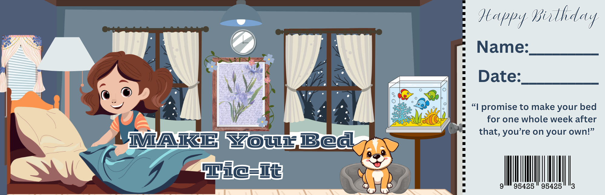 Birthday Make Your Bed Promise Ticket