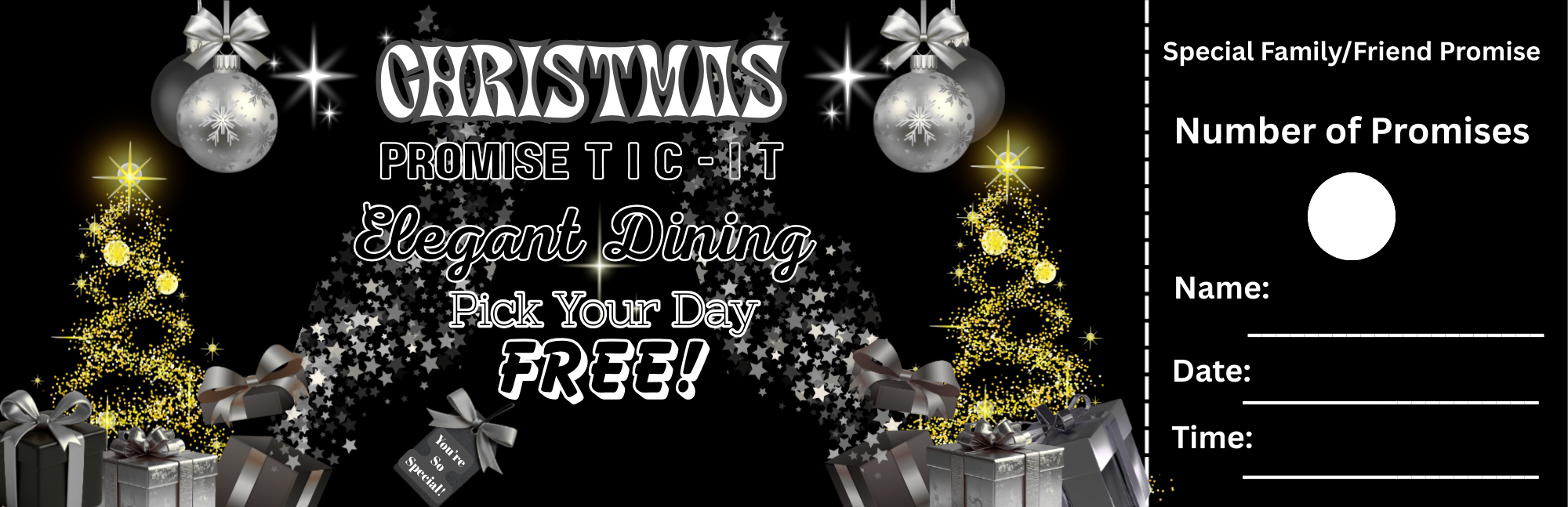 Christmas Elegant Dining Promise Ticket (Tic-It)